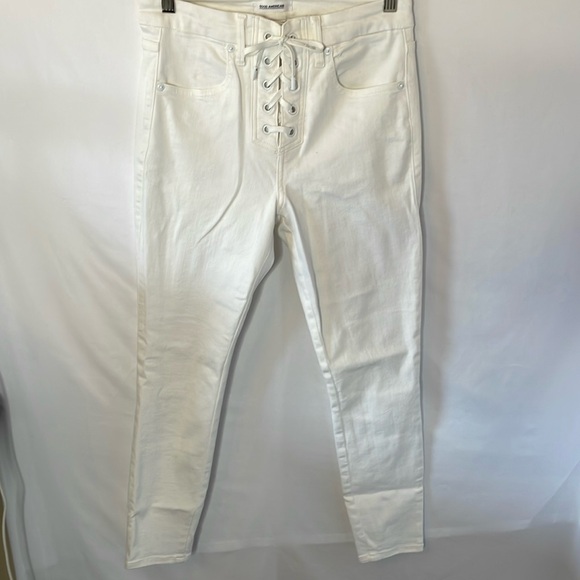 Good American jeans white good waist crop size 6/28 lace up front - Picture 1 of 5